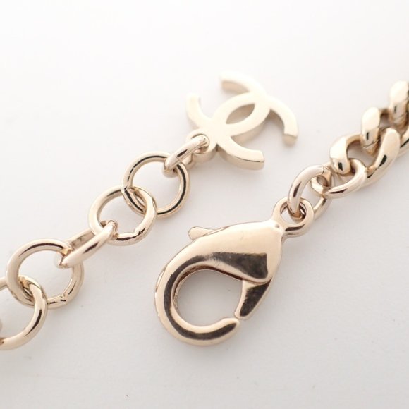 CHANEL C23B ABB648 COCO CC Coco Mark Rhinestone Heart Necklace Champagne Gold... - Picture 6 of 9